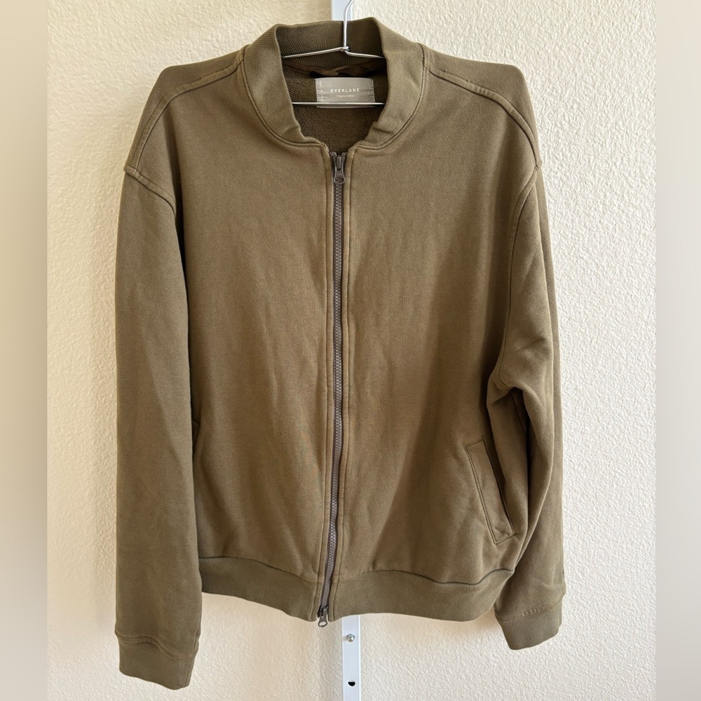 Everlane Men’s Outerwear Organic Cotton Bomber Jacket in Olive - Size L